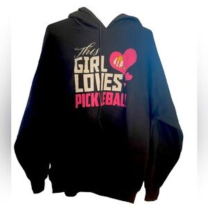 Gildan This Girl Loves Pickle ball black heavy blend hoodie size XL